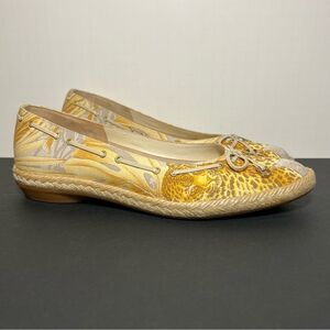 Womens SALVATORE FERRAGAMO Leopard & Flowers Espadrille Flats / Size 7 Medium